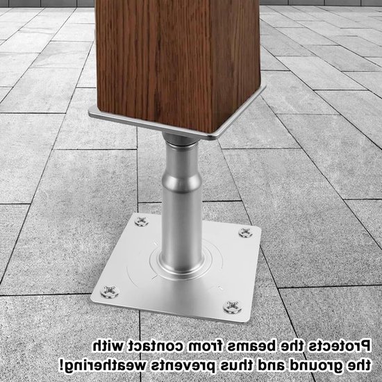 Verstelbare Paalsteunen voor Hekken, Carports en Pergola's - 4 Stuks met 16 Schroeven, Hoogte 100-140 mm — afbeelding 2