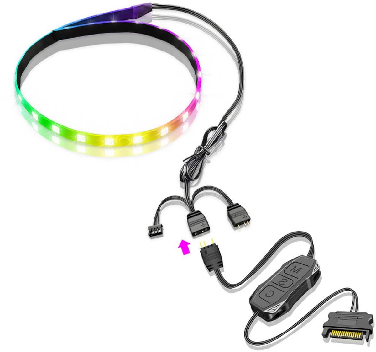 Dailygoody - RGB PC LED Light Strip - Magnetische PC Verlichting - Aanpasbare LED Strip - 15.7 Inch - Aura Sync - Geschikt voor Computer Case - RGB Kleur