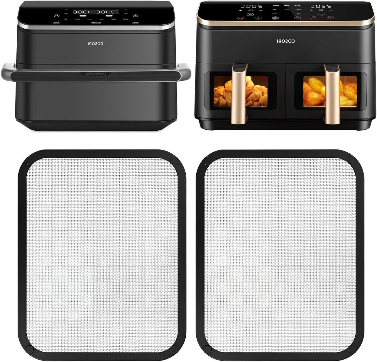 Accessoires voor Airfryer: 2-delige set van roestvrijstalen fijne gaas voor 8.5L en 10L modellen, ideaal voor koken en bakken in de keuken