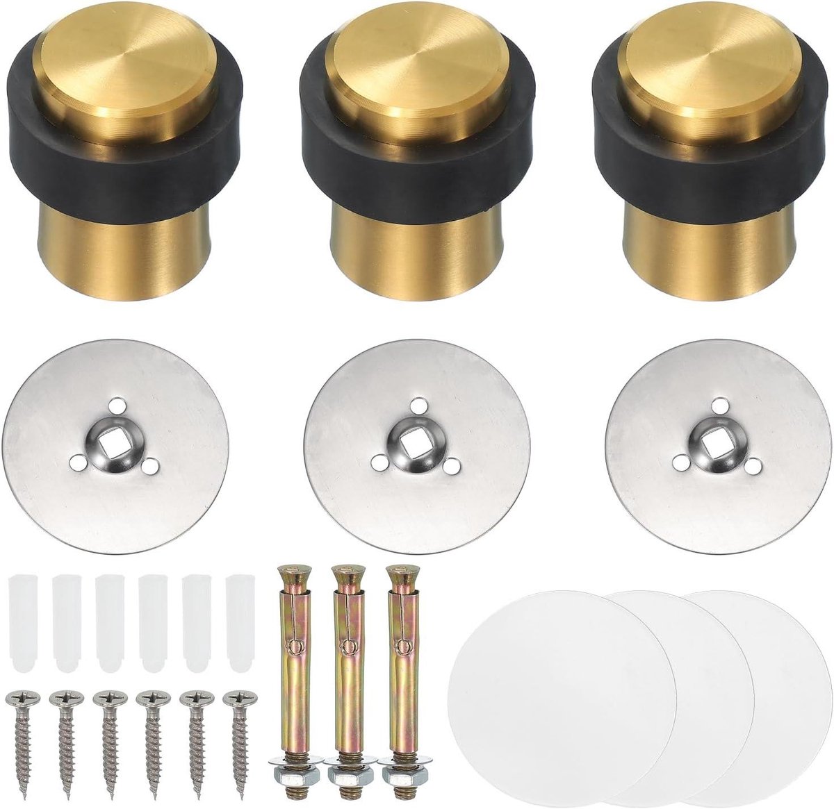 Deurstoppers Set - Deurwiggen Deurhouders - Vloeren Beschermen - Roestvrij Staal - 46 mm Hoogte - Goudkleurig