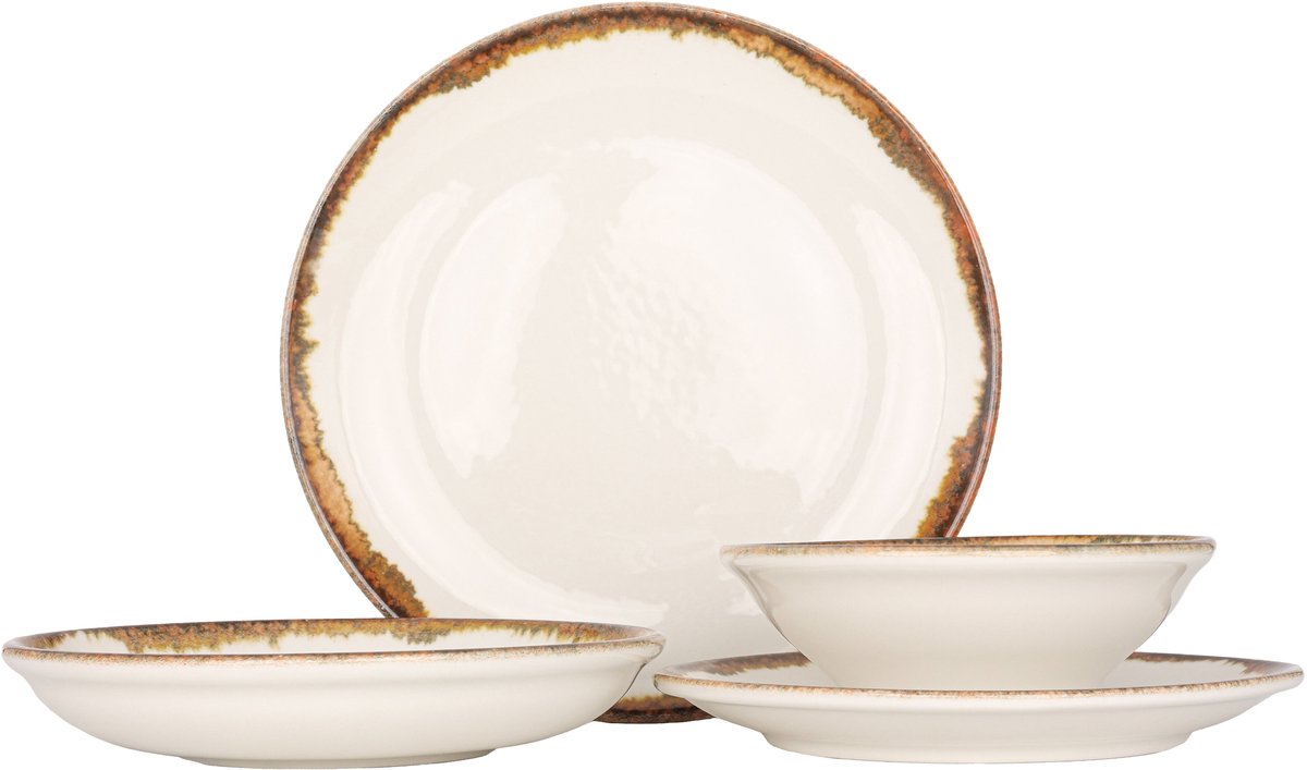 Kütahya Porselen Serviesset (Medium) - Fluer Amber - 24 delig - 6 persoons - Porselein