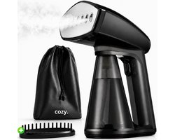 cozy.® Premium Kledingstomer - Handstomer & Stoomapparaat Kleding - Stoomstrijkijzer - Steamer 1640W - Krachtig & Ruim Waterreservoir 260 ML - Zwart - Inclusief To-go Zakje & Bonus Opzetstuk - Vakantie Benodigdheden - Stomer Kleding