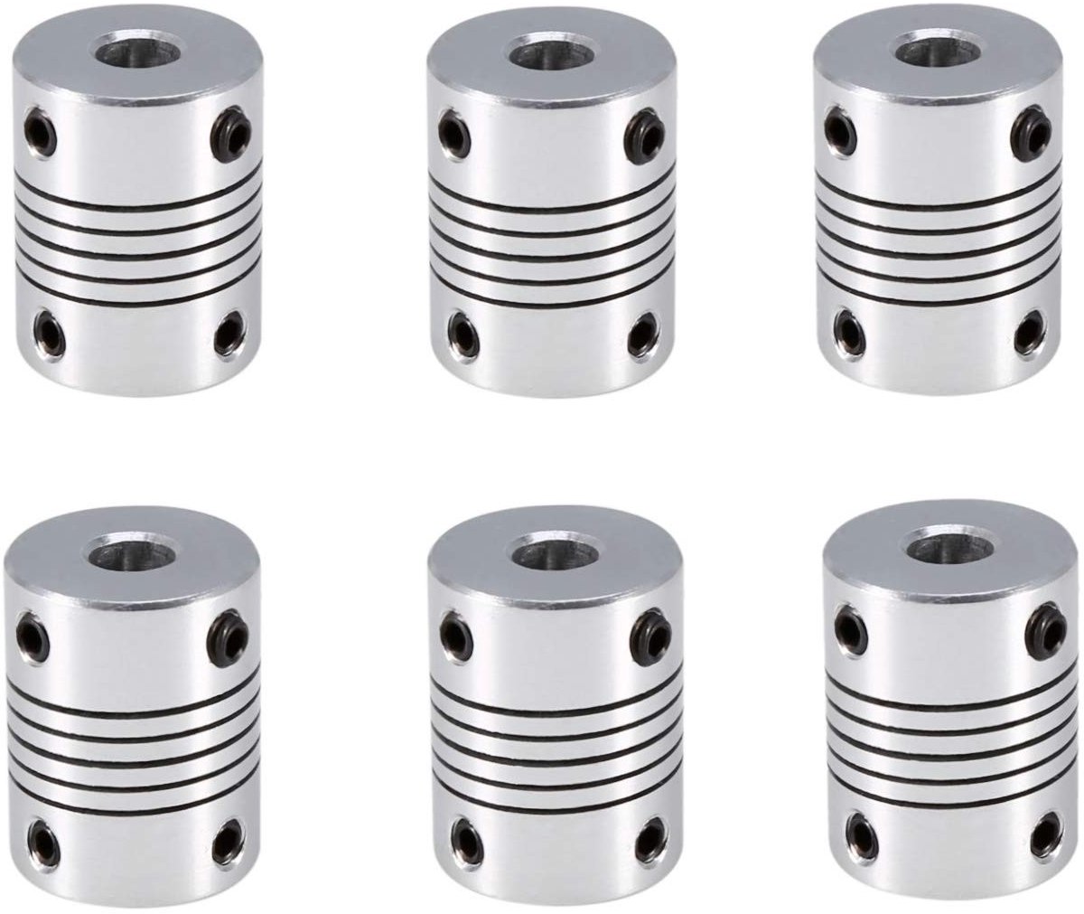 Dailygoody Flexible Shaft Couplings - 3D Printer Accessoires - Aluminium - Couplers - Ideaal voor RepRap en Machines - Set van 6