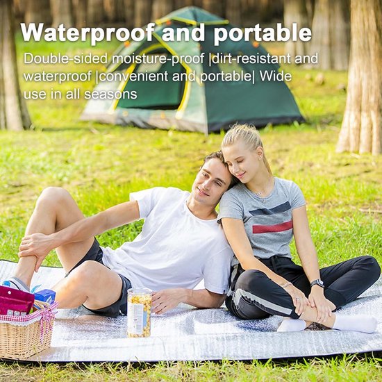Camping foliemat - Slaapmat picknickdeken - Outdoor activiteiten - Effectief waterbestendig - 200 x 200 cm - Zilver van Camping — afbeelding 5