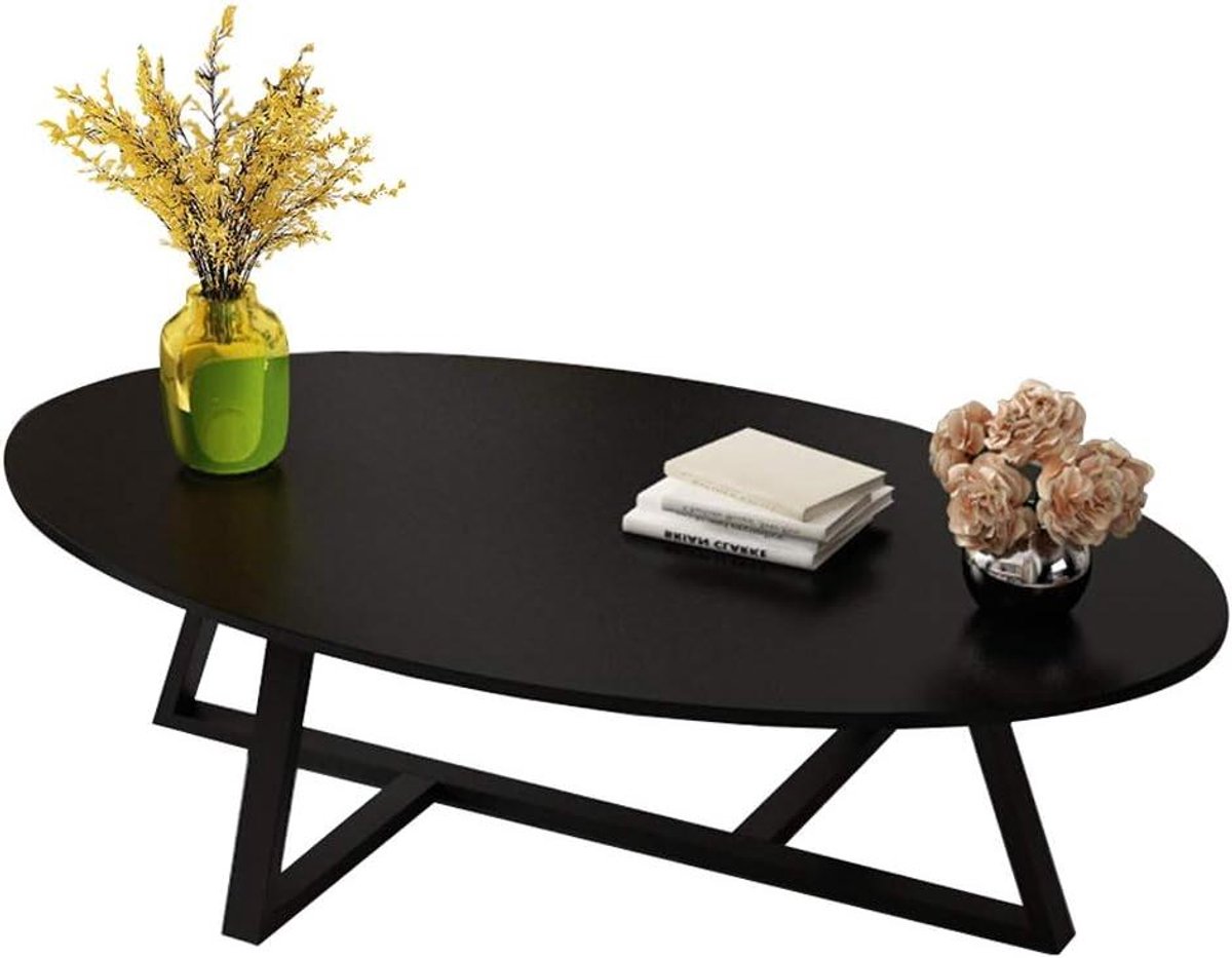Moderne Salontafel - Ovale Bijzettafel - Woonkamer Inrichten - Duurzaam MDF Hout - 100cm - Zwart