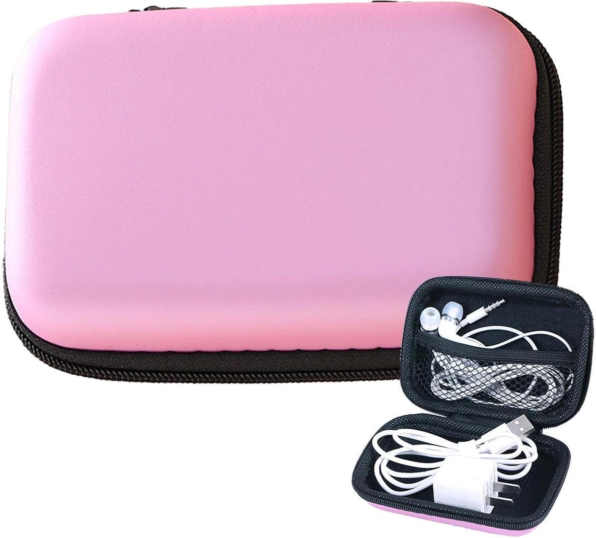 Elektronica Organizer - Gadget Etui - Reis Accessoires - Tweelaags Bescherming - 10x7 cm - Roze