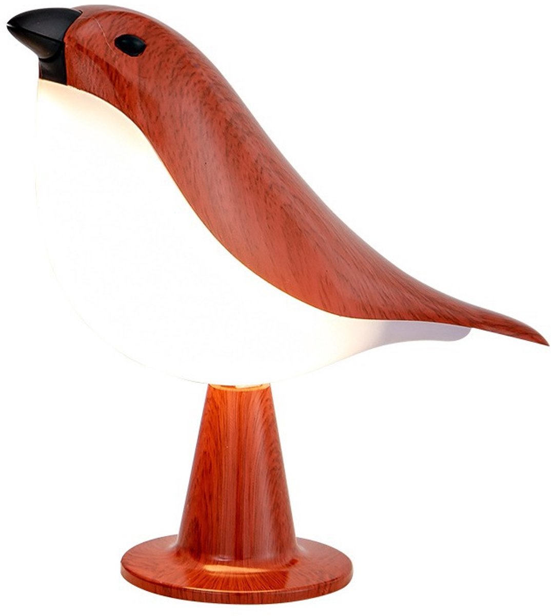 Schattige tafellamp in vogelvorm – Bedlampje met touchbediening – Creatief ontwerp met geluidseffecten – Dimbaar in 3 standen – Sfeerlicht met aromatherapie – Geschikt voor slaapkamers & auto's – Houtkleur