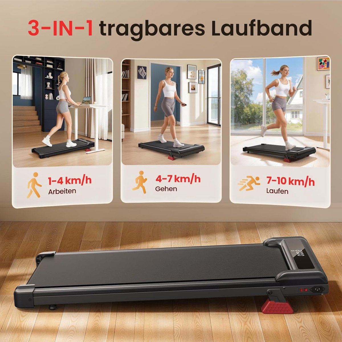 Loopband voor Thuis – House&Garden SlimWalk Pro 10 – Walking Pad met Helling – Compacte Elektrische Wandelband Onder Bureau – Stil & Ruimtebesparend – 1-10 km/u – Max 130 kg – Zwart