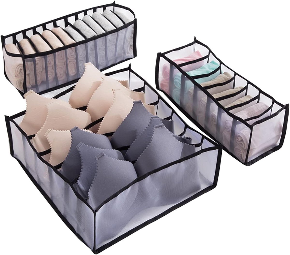 Ondergoed Organizer - Lade Indeler - Kleding Kast - Opvouwbaar Ontwerp - 3 Stuks - Zwart