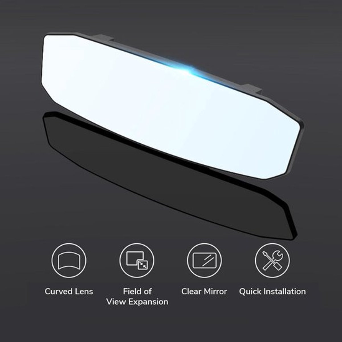 Groothoek Binnenspiegel voor de Auto met Clip-on, Verblindingsvrij, Panorama-Spiegel. Efficiënt voor Dode Hoek - Autoaccessoire voor Veiliger Rijden.