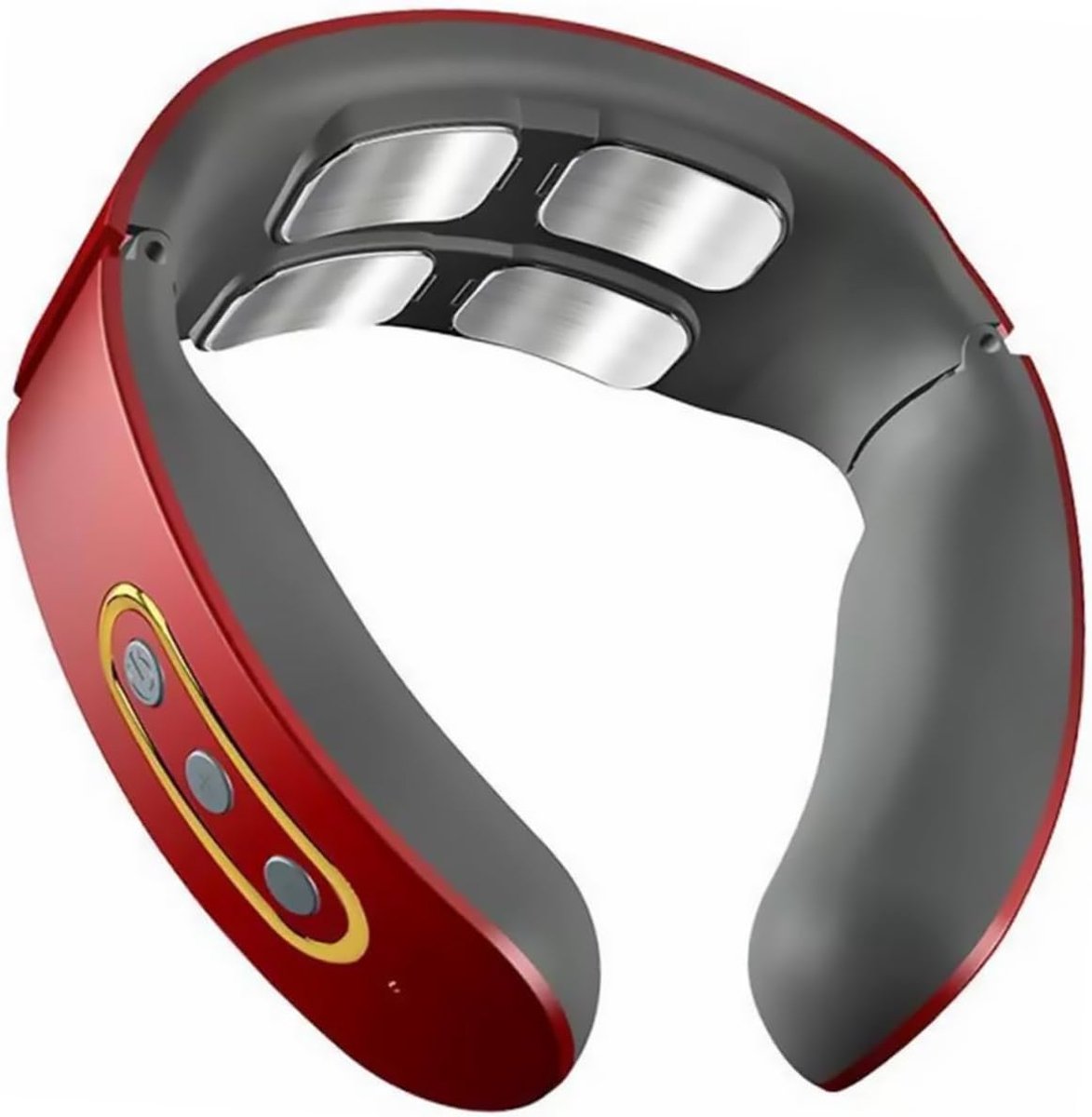 Nekmassage Apparaat - Nekstimulator Puls Stimulator - Ontspanning Spieren - Vier Massagekoppen - 15 x 13.5 x 5 cm - Rood