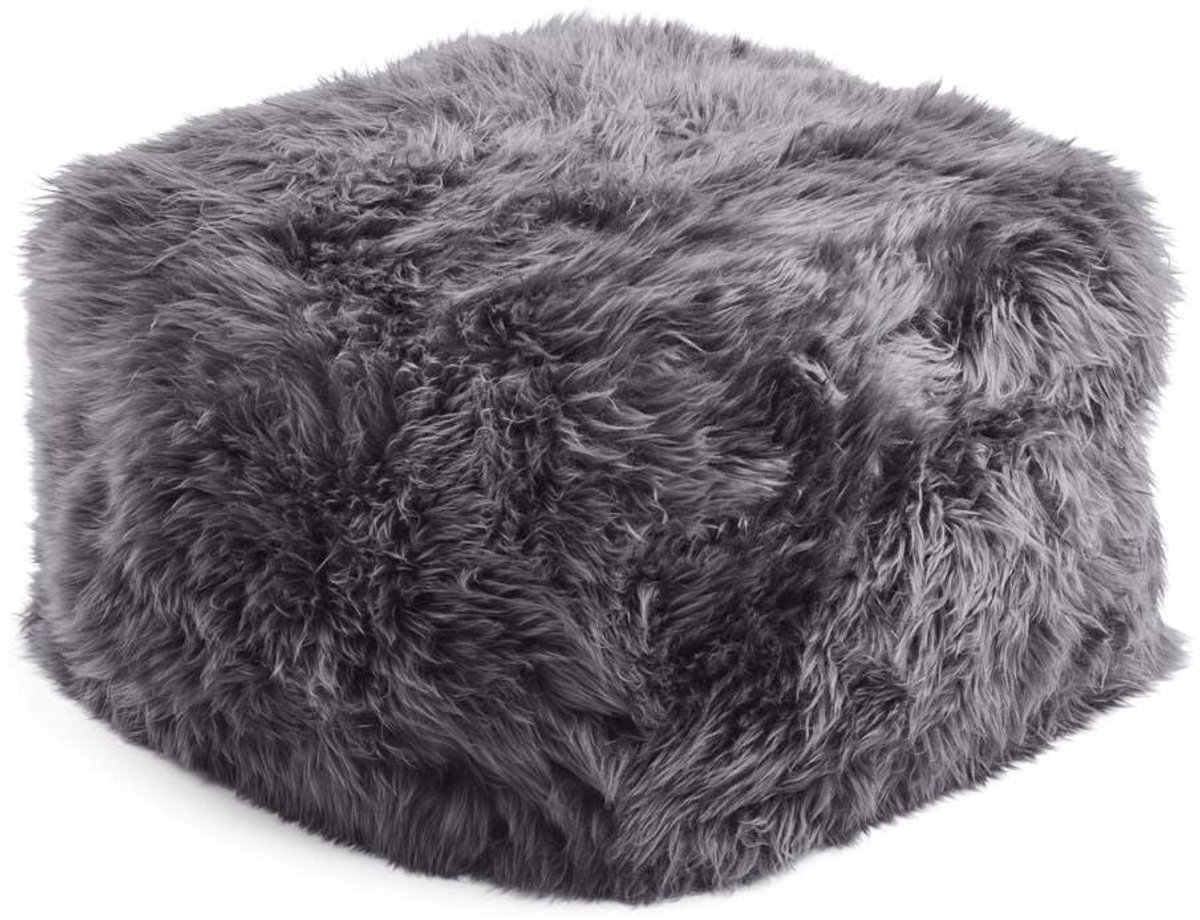 Sheepskin House - Langharige Schapenvacht Poef - 50x50x32 cm