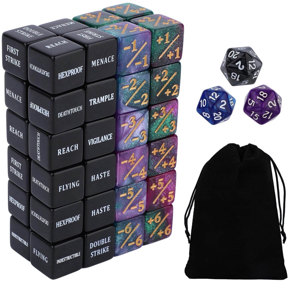 SPHProducts - MTG Dobbelstenen Set - Levenspunten - Ideaal voor TCG - 51-delige set - Keyword Counters - Voor spellen - Geschikt voor gamers - Multi-kleur