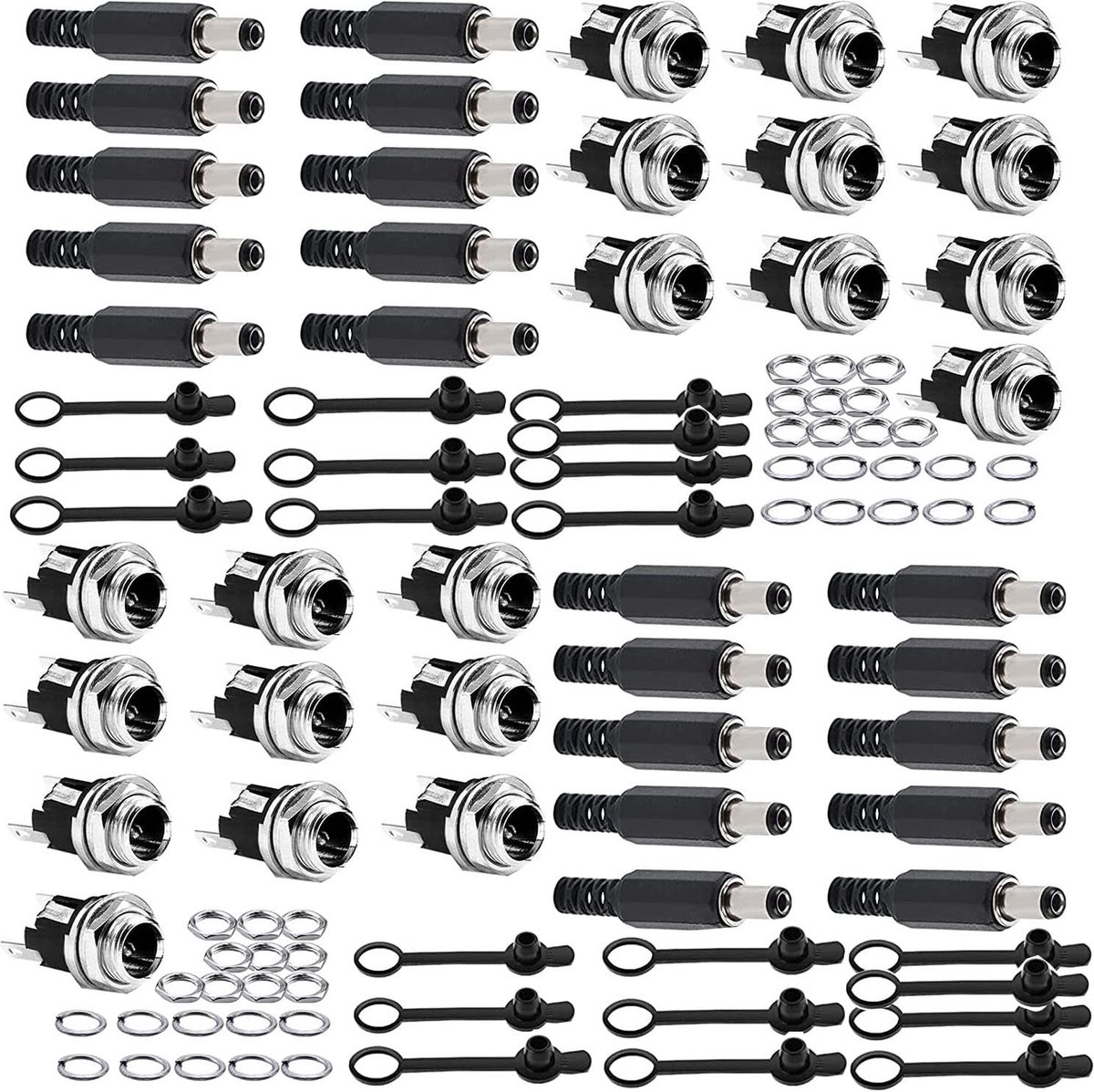 RUNCCI-YUN 100pcs DC Hollow Socket Set 5.5 x 2.1 mm & 5.5 x 2.5 mm - DC Plug Solder Connector