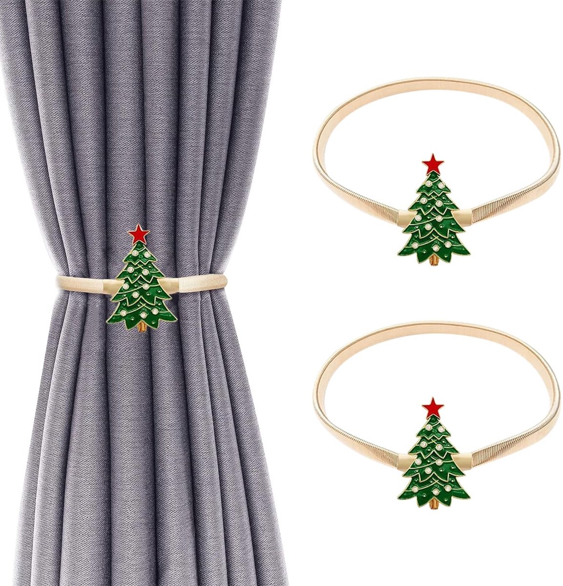 aladdien - Kerstboom Gordijn Binders - Veer Gordijn Touwtjes - Decoratieve Gordijn Accessoires - 2 Stuks - Perfect voor Feestdagen - Mooi en Functio...