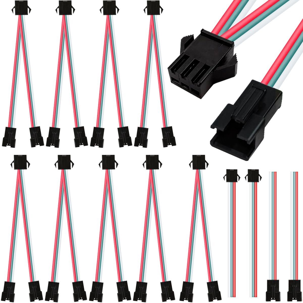 ONF3 - Connector Plug Splitters - 10PCS 3 Pin JST SM2.54 - Voor LED Strips - 1 Male naar 2 Female Adapter - Verbind en split - Ideaal voor verli...
