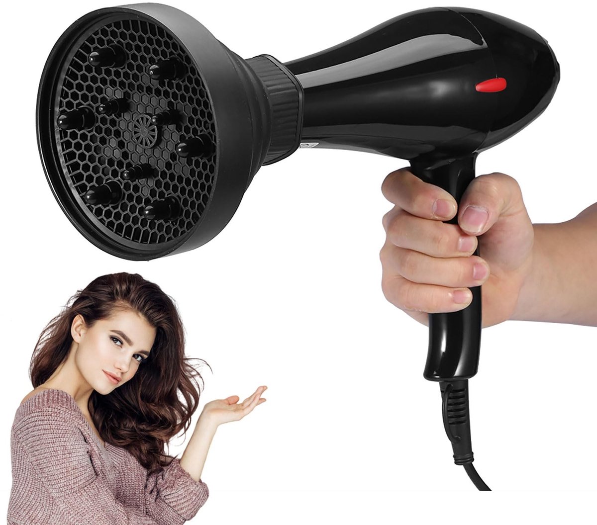 aladdien - Diffuser voor haar - Universeel diffusor opzetstuk - Siliconen haardroger mondstuk - Draagbaar en reisklaar - Stylingtool - Geschikt voor..
