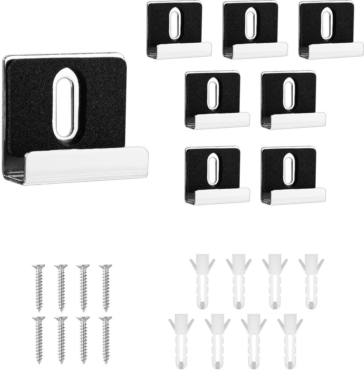 ONF3 - Metalen Spiegelclips - Spiegelhouderset - Zware kwaliteit - Zilver - Spiegelhangers - Wandmontage voor frameloze spiegels - 8 stuks