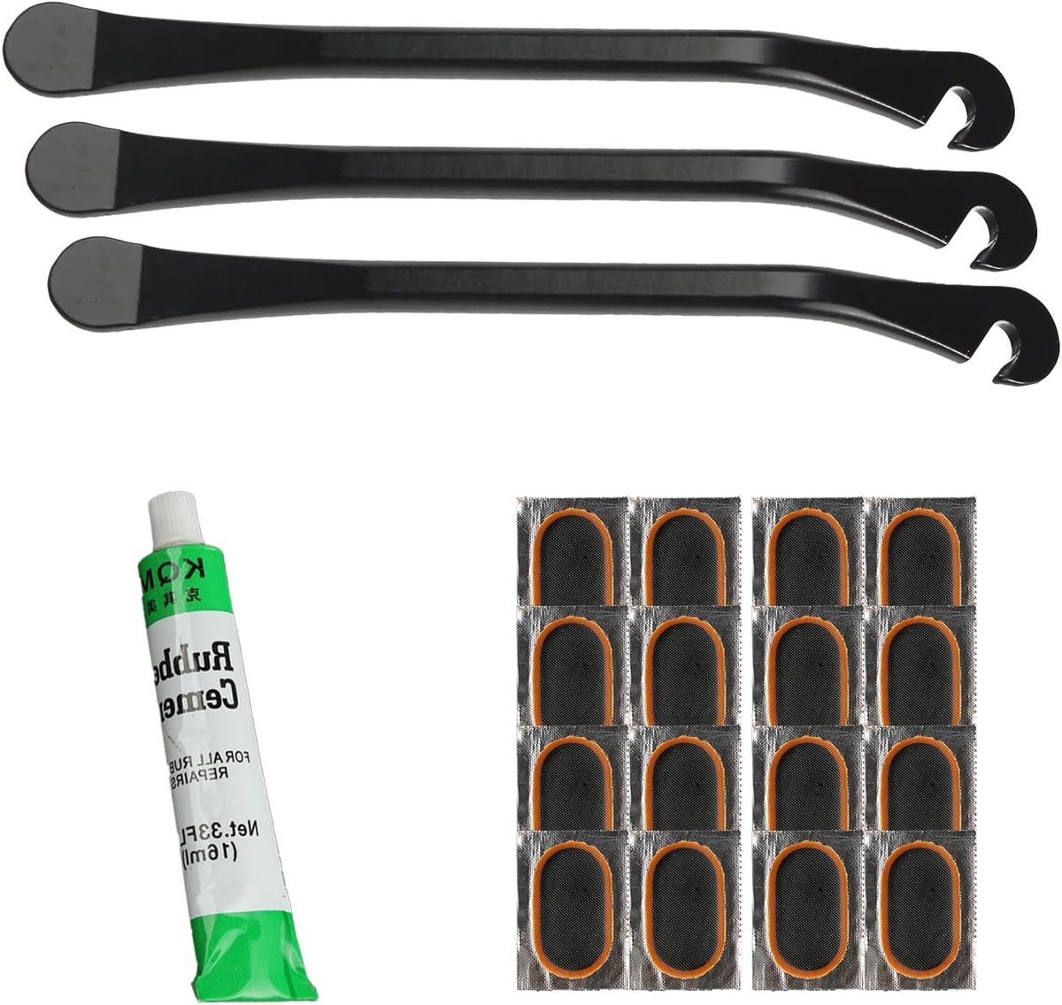 3-delige set metalen bandenlichters 11,7 x 1 cm, fietsbandreparatie levers met plakken en lijm voor mountainbikes en racefietsen