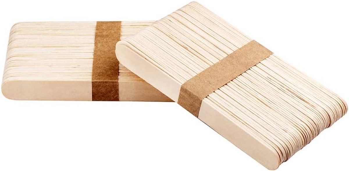 Houten spatels voor ontharen en knutselen (100 stuks) - Duurzame Waxstokjes