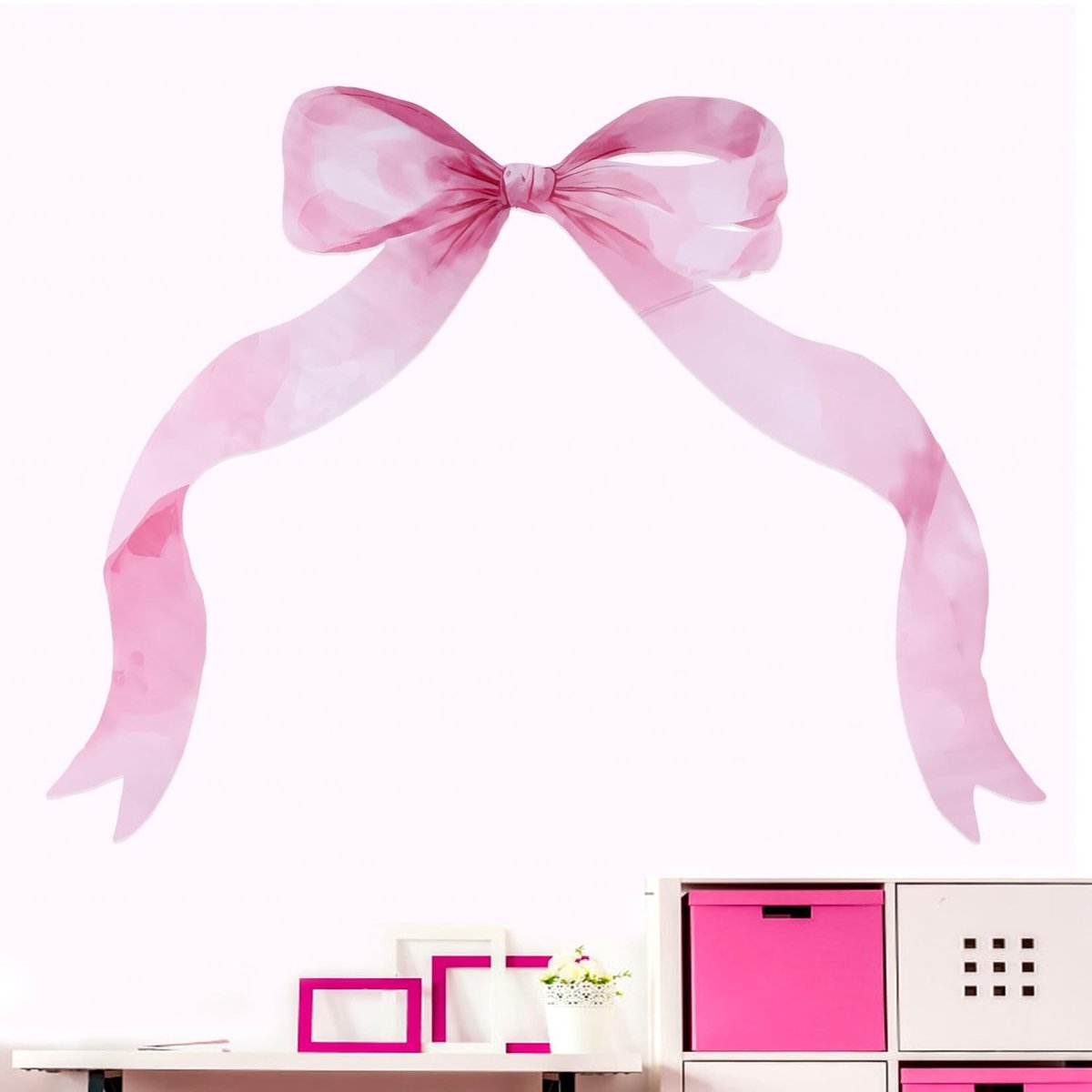 aladdien - Grote Roze Strik Muursticker - Muurdecoratie - Waterdicht - 66x83,7cm - Verwijderbaar - Geschikt voor Slaapkamer - Roze
