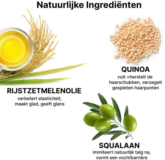 Natuurlijke ingrediënten: rijstzetmelenolie, quinoa en squalaan.