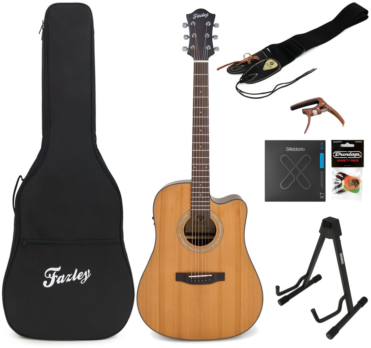 Elektrisch-akoestische westerngitaar starterset deluxe Fazley Delora CE