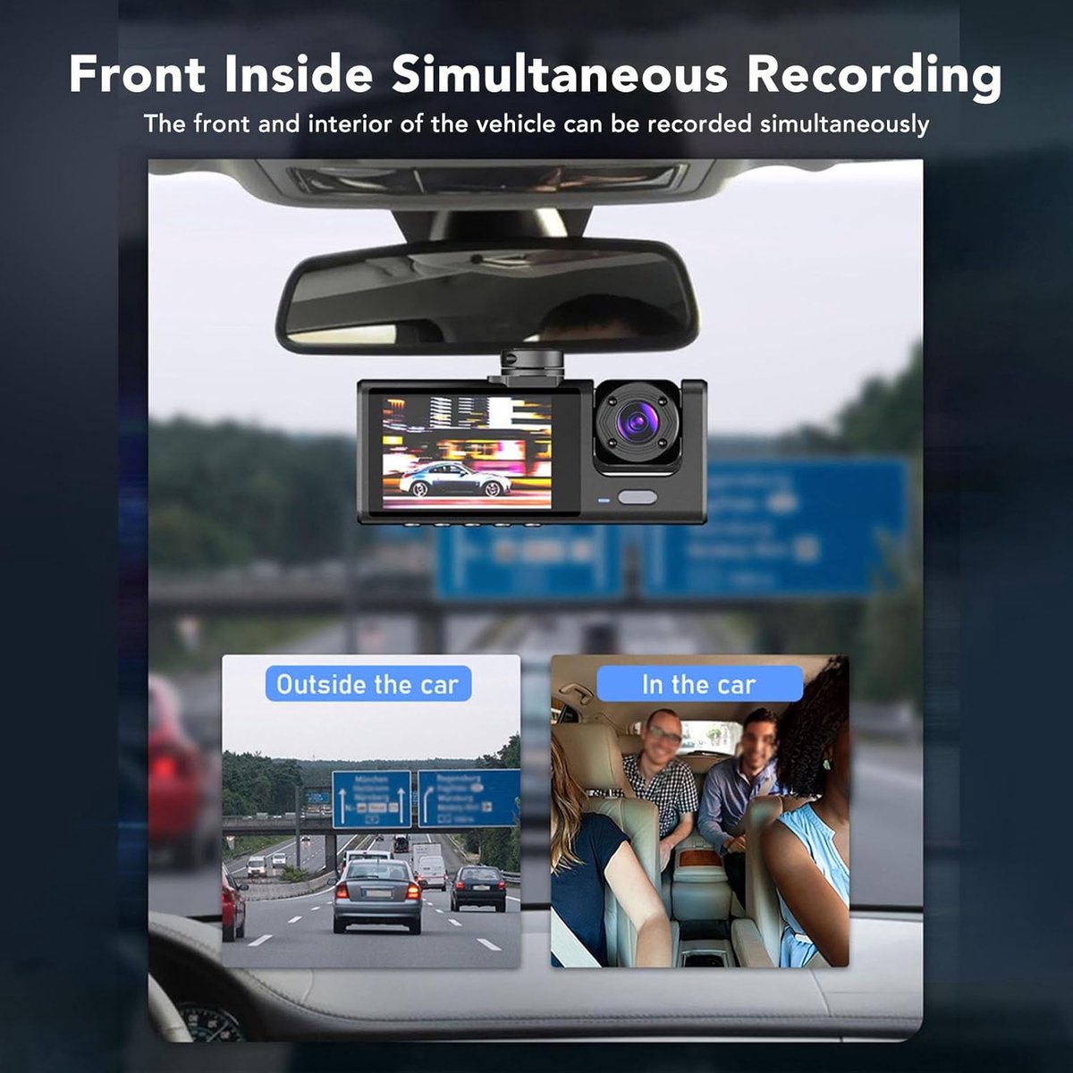 Dual Dash Cam Voor en Achter Camera, 1080P HD Auto Camera Rijden Recorder met 3IN Screen Parking Monitor Loop Opname G-Sensor Nachtzicht Dashboard Camera – foto 2
