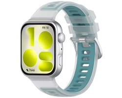 Stravo Jelly Siliconen Bandje – Dubbelkleurig Sportbandje – Geschikt voor Huawei Watch Fit 5 / Watch Fit 5 Pro / Watch Fit 4 / Watch Fit 4 Pro / Watch Fit 3 – Zacht & Flexibel – Blauw