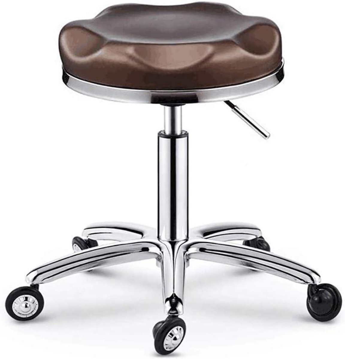 Kruk op wielen - Salonstoel kruk - Verstelbare hoogte - 360° draaibaar - Set van 2 - Zilver