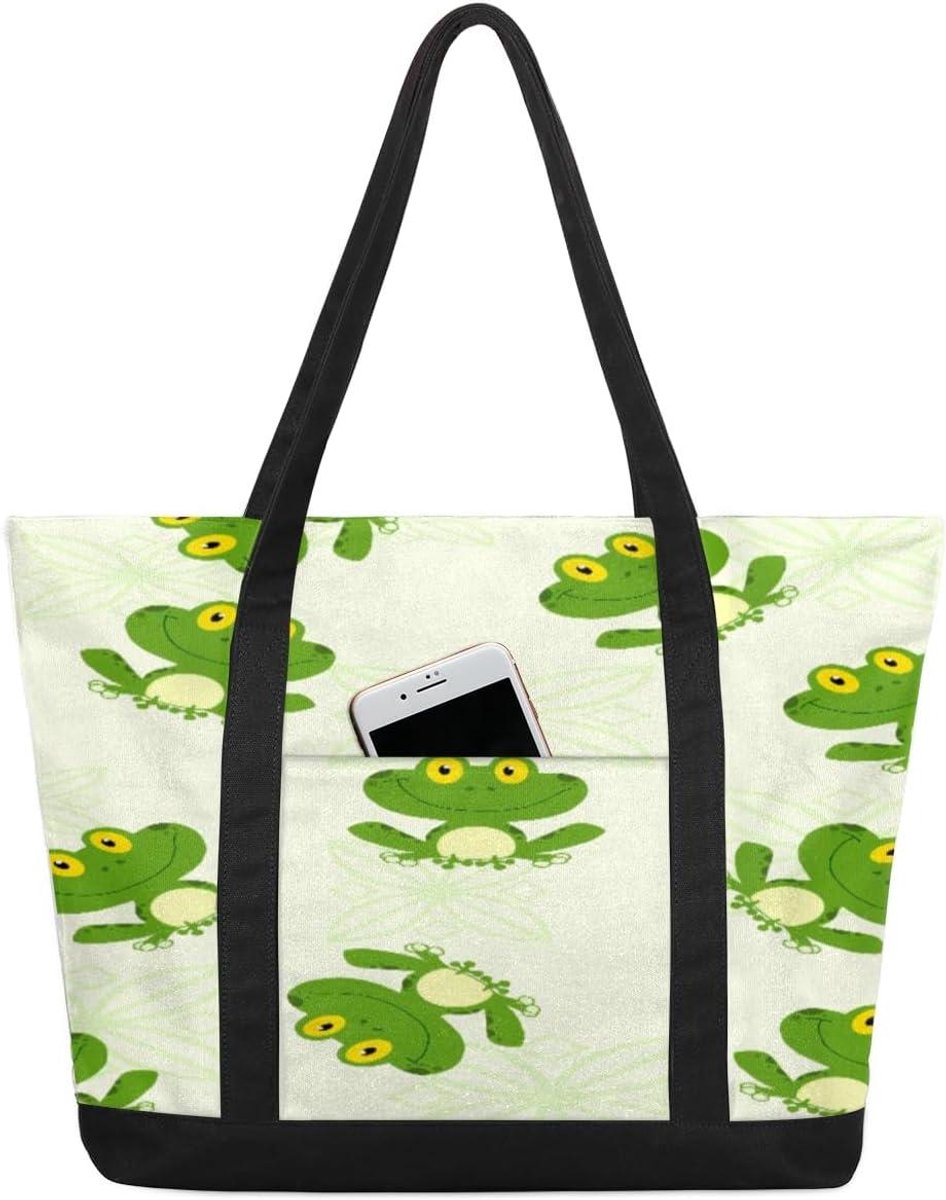 Dames Handtas - Schoudertas Canvas - Dagelijks Gebruik - Grote Capaciteit - 52 cm - Groen