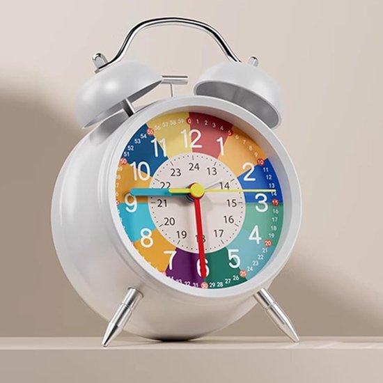 Analoge wekker - Kinderwekker leren - Tijd leren - Stil zonder tikken - 115x16cm - Regenboog — afbeelding 2
