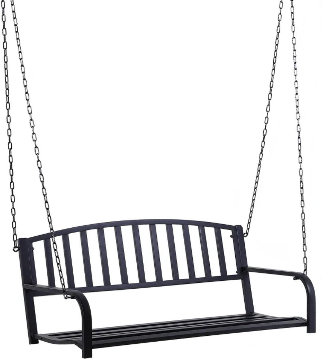 Hangbank - Hollywood Schommel - Schommelbank - 2-zits Tuinbank - Hangende Bank met Kettingen - Tuinschommel 2 Personen - tot 240 kg - Schommelstoel - Tuinmeubelen - voor Tuin, Terras, Balkon - Zwart