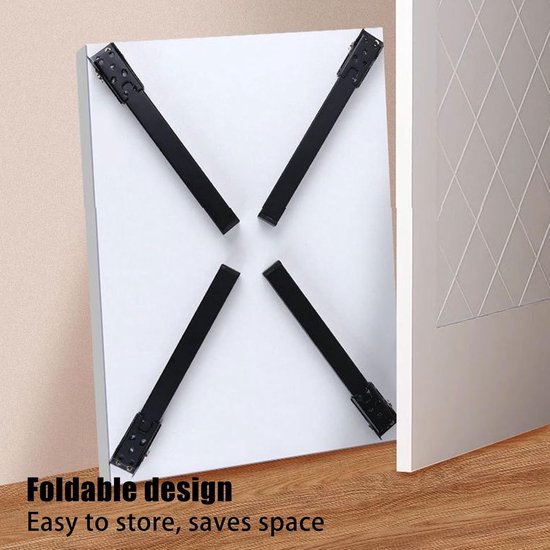 Inklapbare Tafelpoten - Metalen Standaard - Ruimtebesparende Opslag - Zelfvergrendelend Mechanisme - 35cm Hoog - Zwart — afbeelding 3