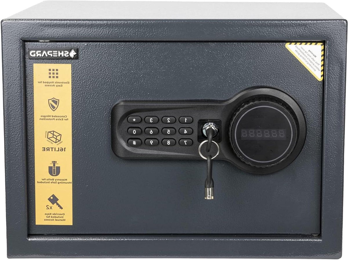 Compacte Kluis - Veilig Opbergen - Waardevolle Spullen - Elektronisch Slot - 25x35x25 CM - Metaal Grijs
