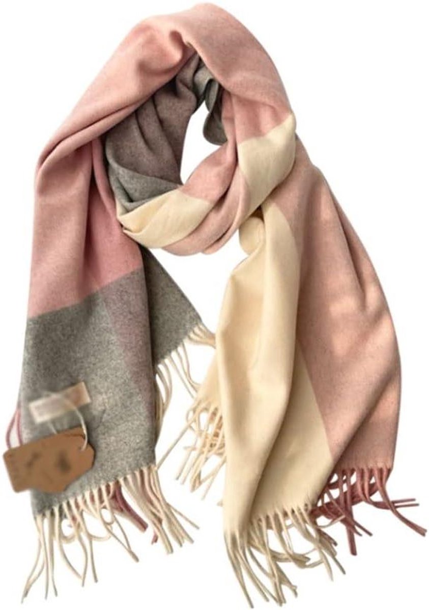 Dames sjaal - Warme omslagdoek - Bescherming tegen kou - Met decoratieve kwastjes - 200x70 cm - Camel