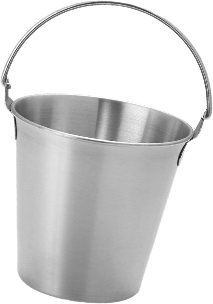 Roestvrijstalen Emmer - Mini Ijsemmer - Drank Koelen - Met Handvat - 11 cm Hoog - Zilverkleurig