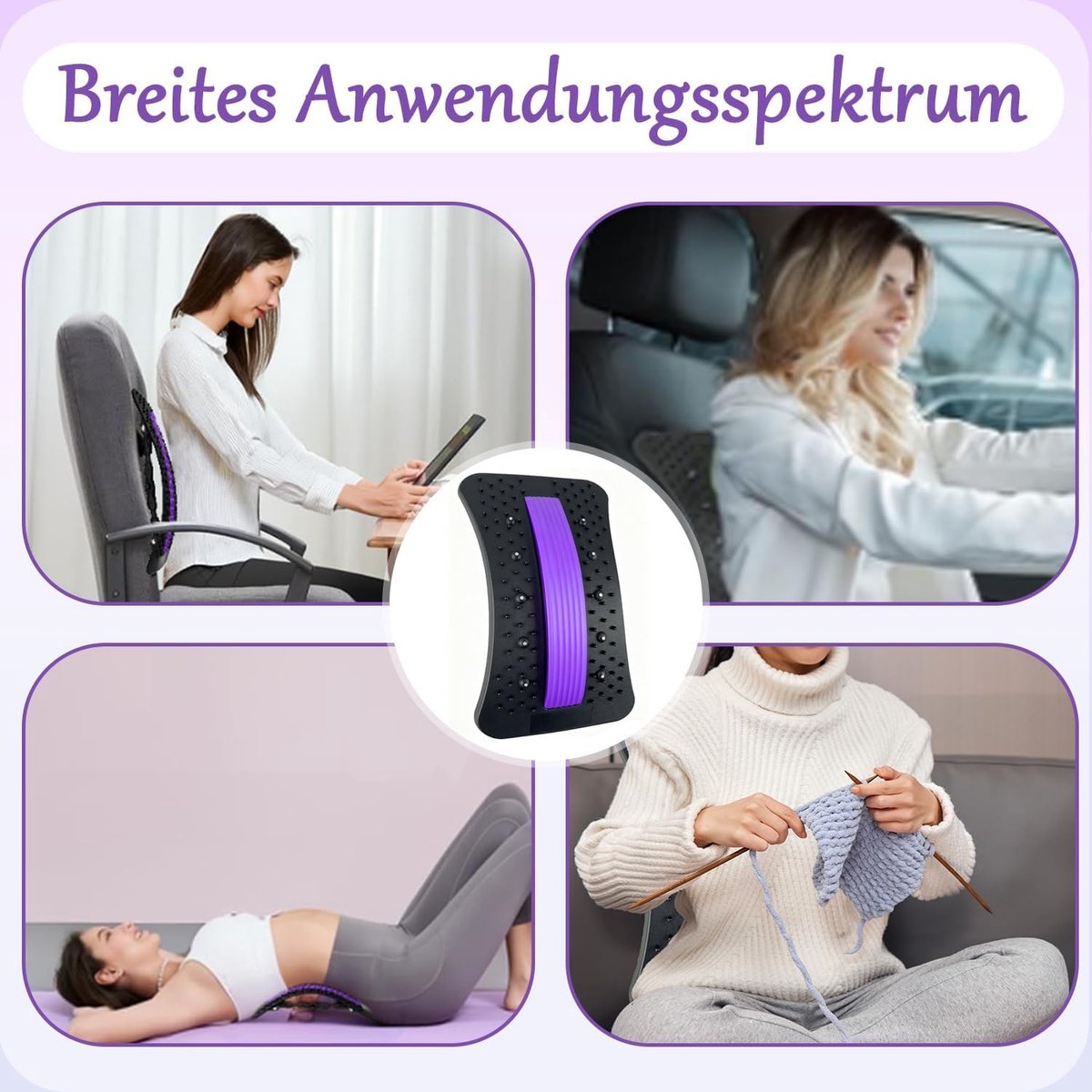 Rugstrekker apparaat - Lendensteun rugtrainer - Ontspannen rug - Verstelbare hoogte - 37 x 25 cm - Blauwzwart