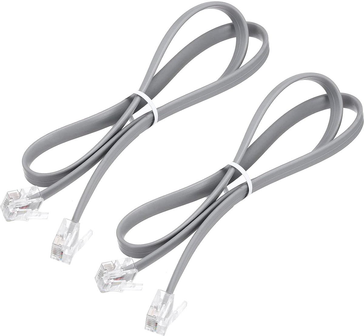 Telefoonkabel - Kabelset - Thuis kantoor - Plug and Play - 2 x 16 m - Grijs