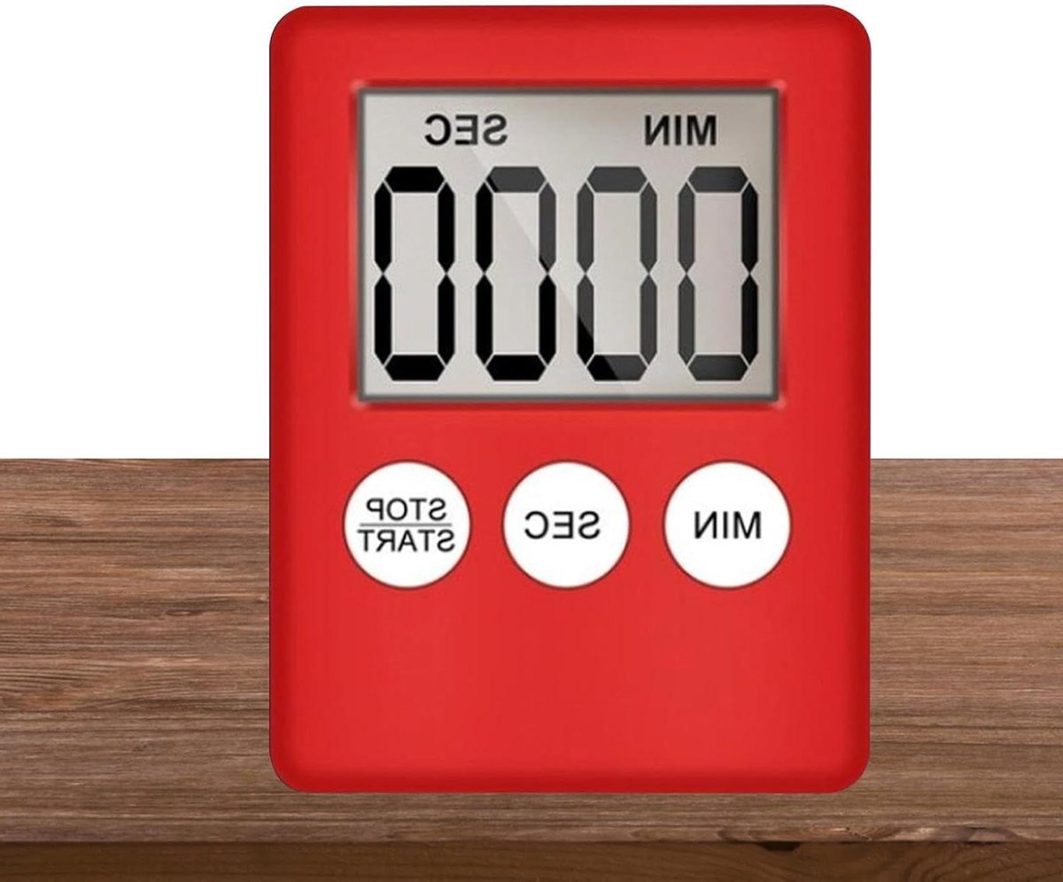 Digitale Timer - Keukenwekker Magnetisch - Tijd Beheer - Luid Piep Alarm - 7 x 5.3 cm - Rood