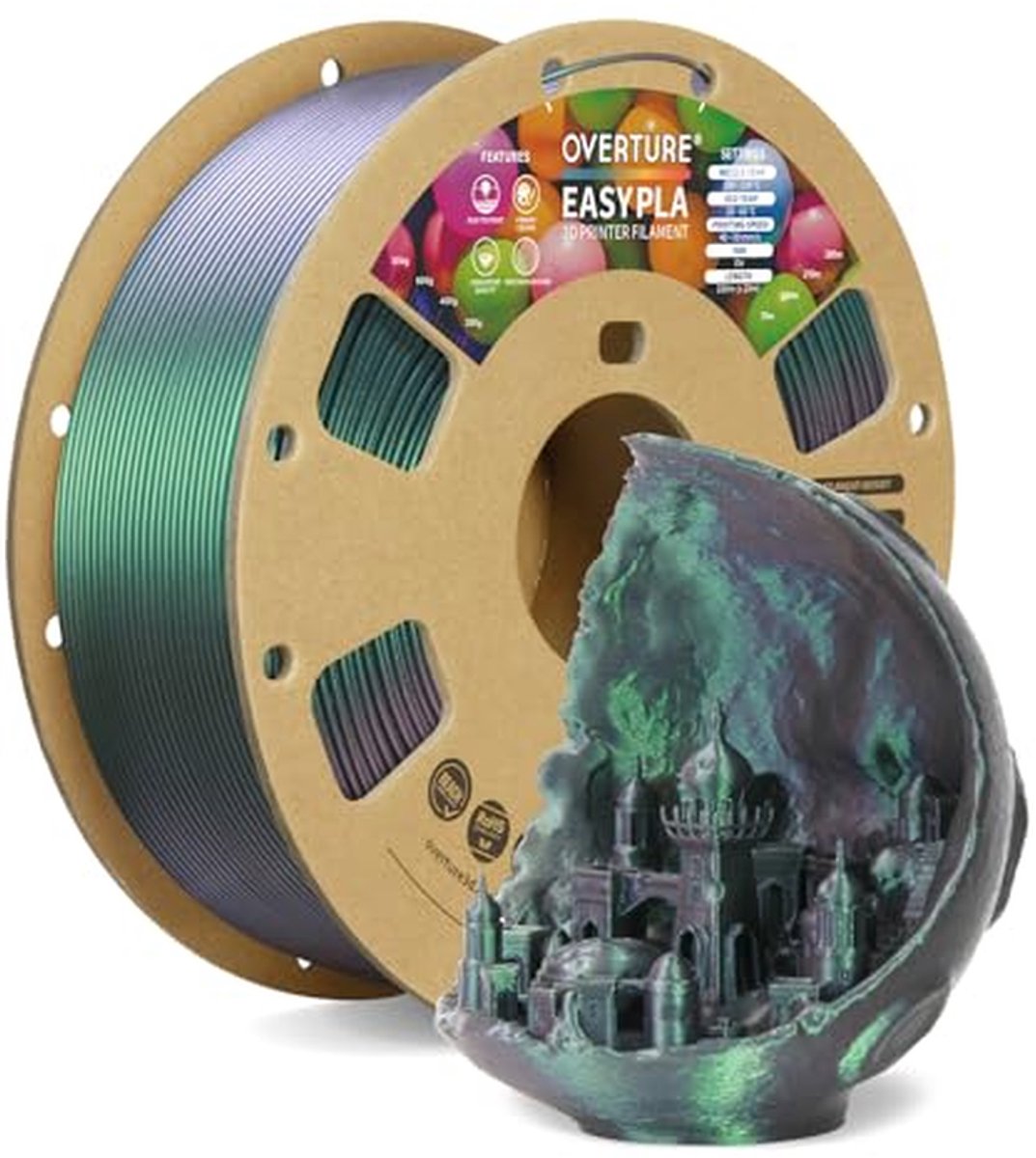 Kleurrijke Veranderbare PLA 3D Printer Filament 1.75mm - 1kg Kartonnen Spoel - Geschikt voor de Meeste FDM Printers