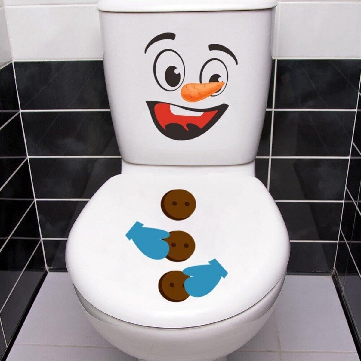 Kerst Toilet Sticker Grappige Sneeuwman Badkamer Decal Waterdichte PVC Sticker Toilet Deks