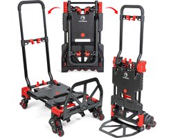 Jackmend 2-in-1 Opvouwbare Steekwagen en Transportkar - Laadcapaciteit tot 136 KG - Opvouwbare Plateauwagen - Trapklimmende Wielen
