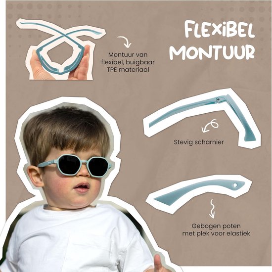 Flexibele Baby Zonnebril Kind 1-3 Jaar - Gepolariseerd UV400 & Verstelbaar — afbeelding 4
