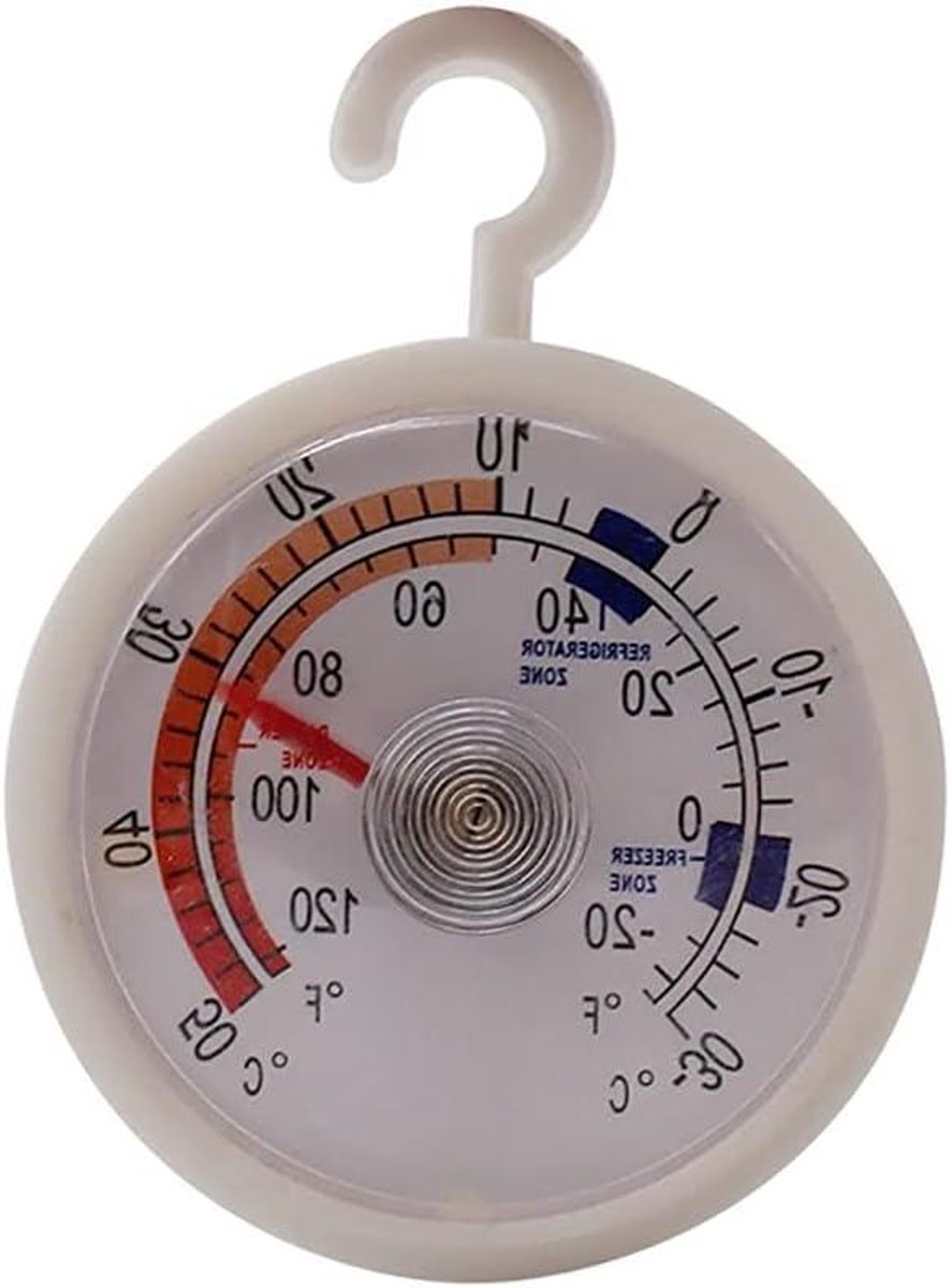 Koelkast Thermometer - Vriezer Meter - Voedsel Opslag - Gekleurde Zones - -30 tot 50°C - Wit