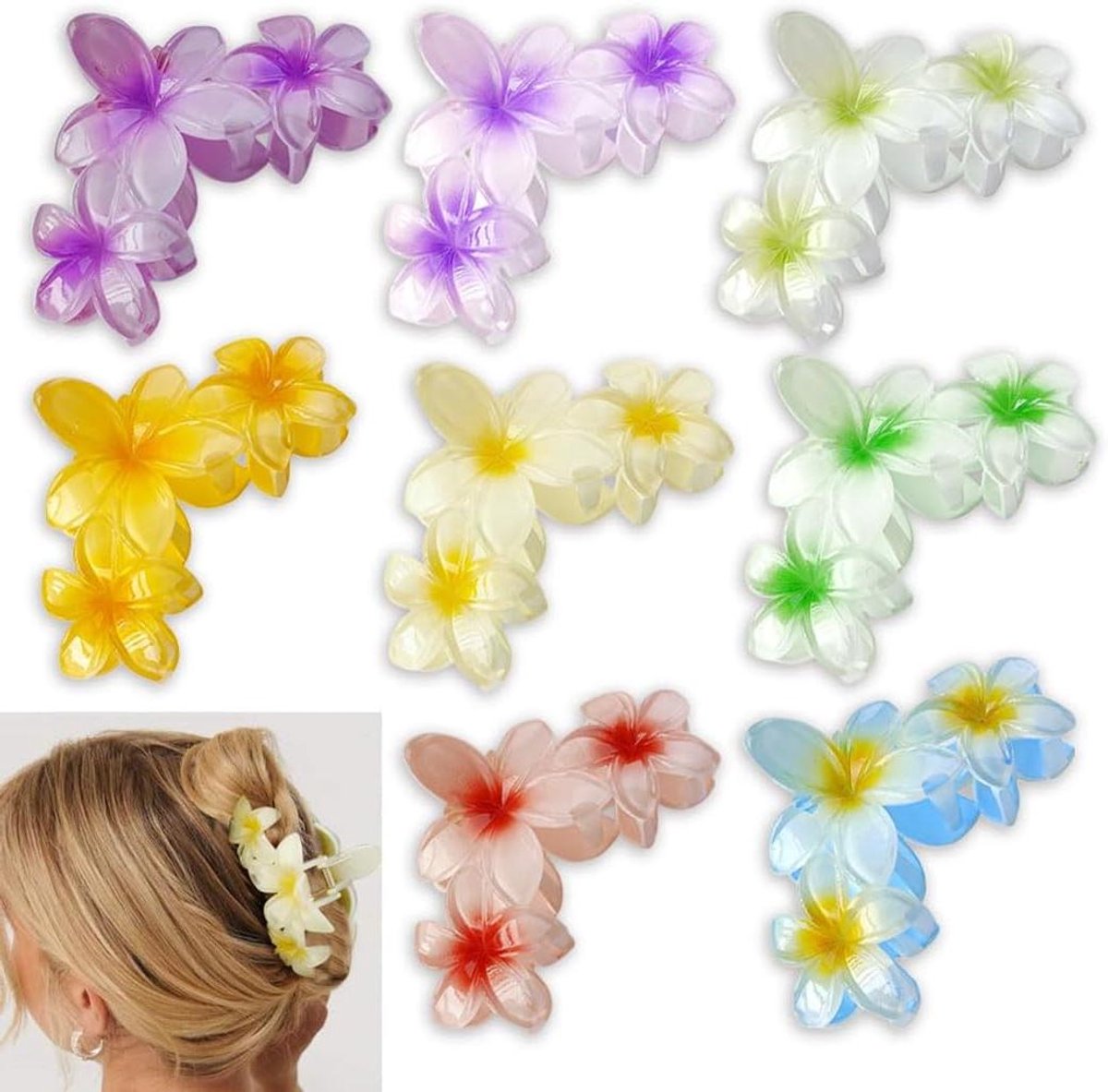 Franse Haarklauw - Bloemen Clips - Dagelijks Gebruik - Antislip Grip - 6 Stuks - Geel