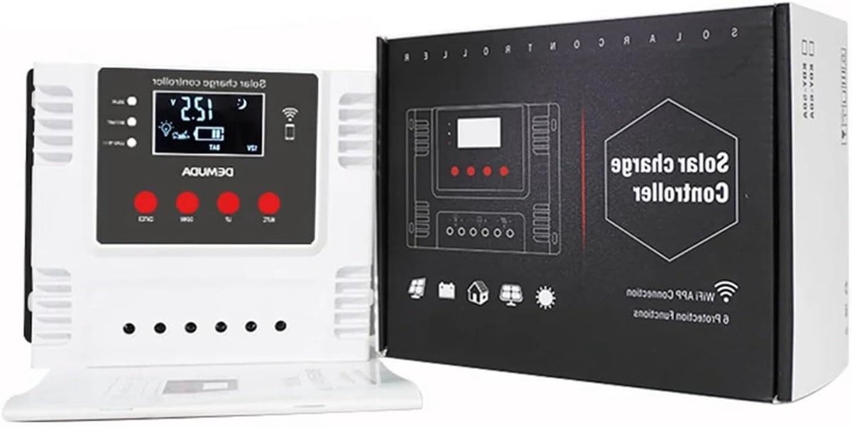 Zonne Laadregelaar - Batterij Oplader - Energie Beheer - App Bediening - 10A - Zwart