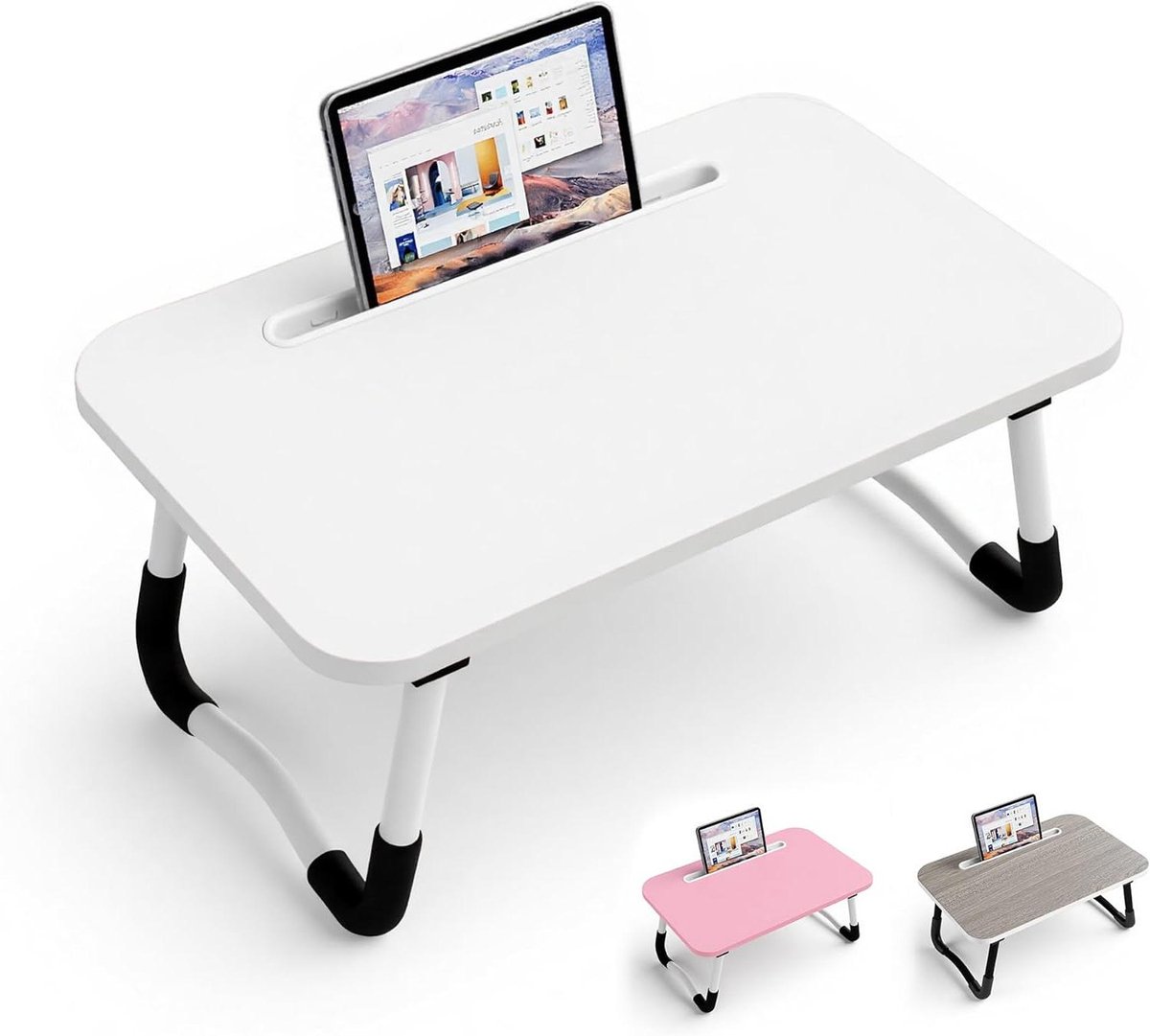 Laptop bed bureau 48 cm - verstelbare schootstandaard voor werken, eten en lezen - wit