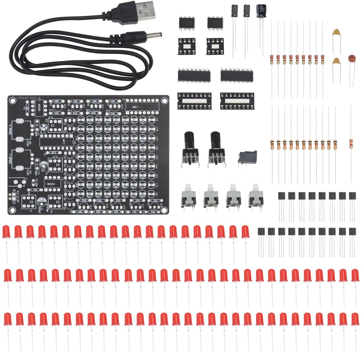 aladdien - Soldeerpraktijkset - DIY Elektronisch Project - Visueel spektakel - Rode LED - Geschikt voor School en Onderwijs - 1 x LED Chase Light Kit