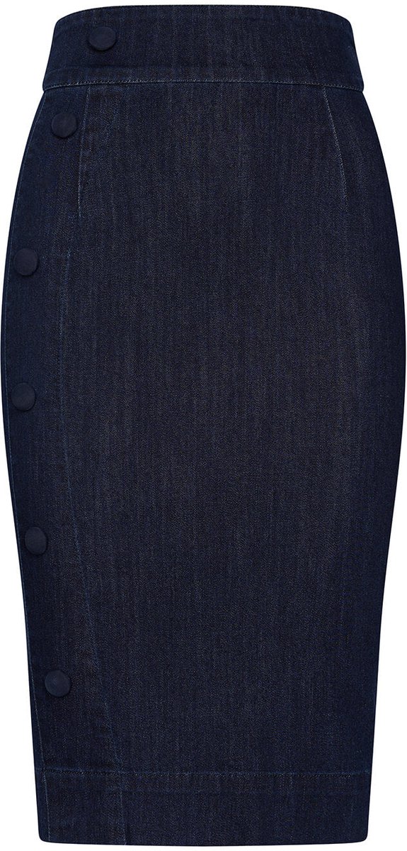 Succubus Clothing Norma Jean Denim 50's Pencil Rok in Navy